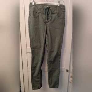 We The Free Green Lace-Up Straight Leg Jeans